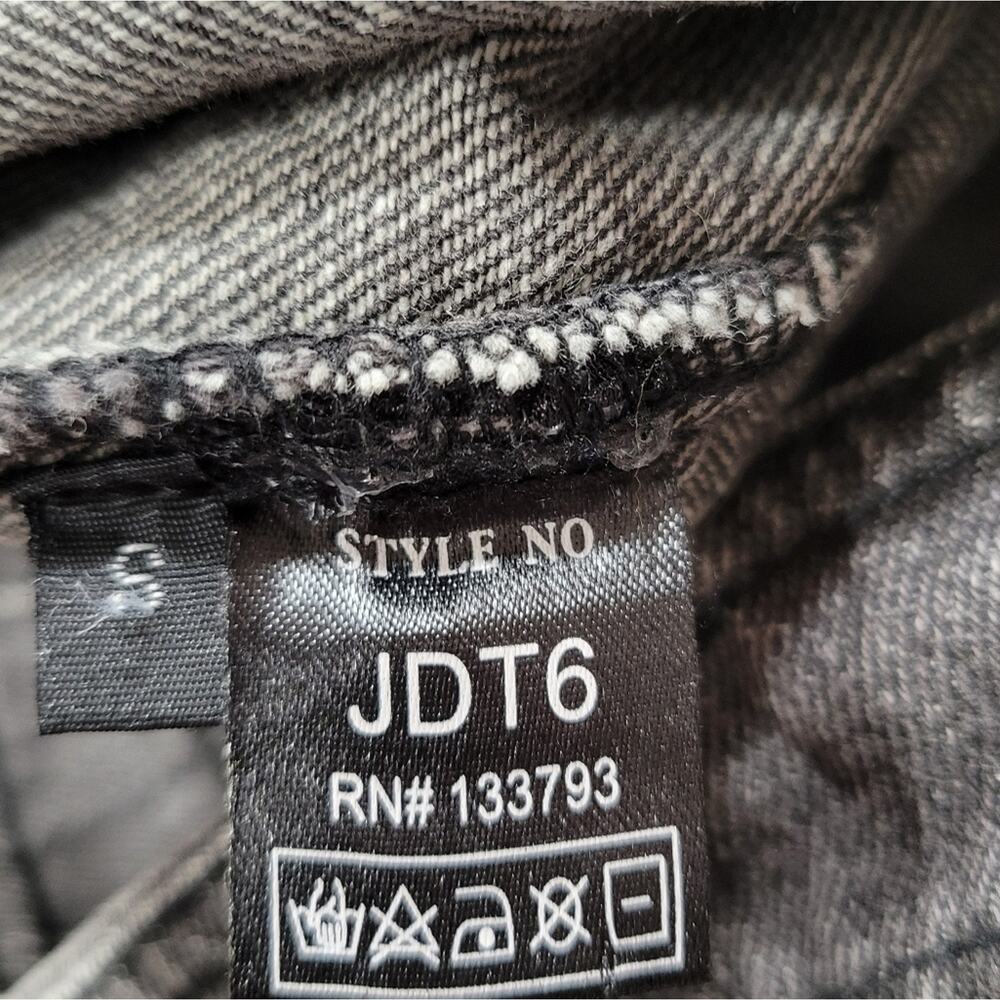 POL Moto Denim Faded Black Gray Denim Offset Zippered Front. Size Small - Picture 8 of 9